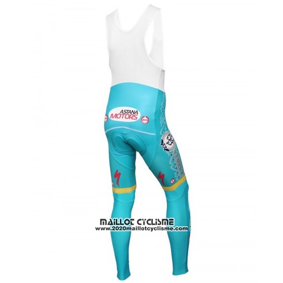 2016 Maillot Ciclismo Astana Bleu Clair et Jaune Manches Longues et Cuissard